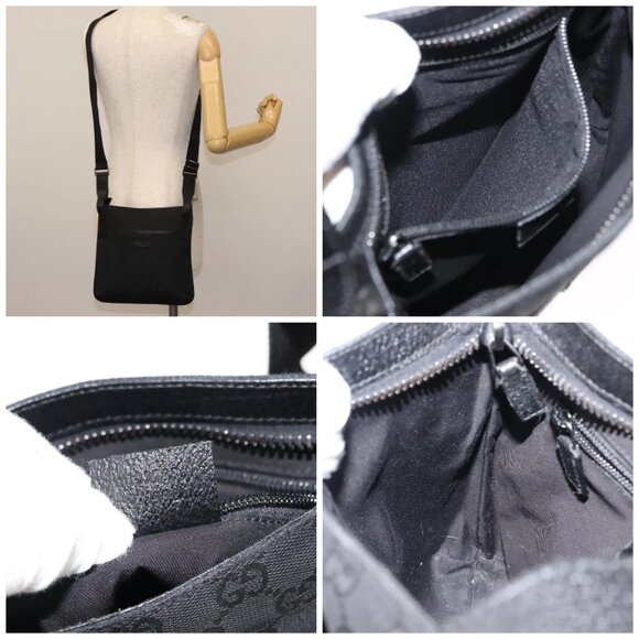 GUCCI GG Canvas Shoulder Bag Black Silver - Picture 16 of 16